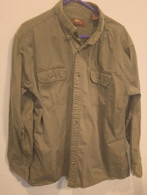 Bob Timberlake Men's Casual Button-Down Shirt in Olive Green XL Cotton